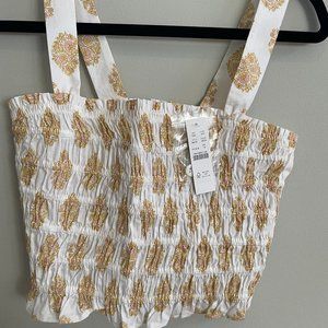 JCrew, Smocked tube top in gathered floral block print